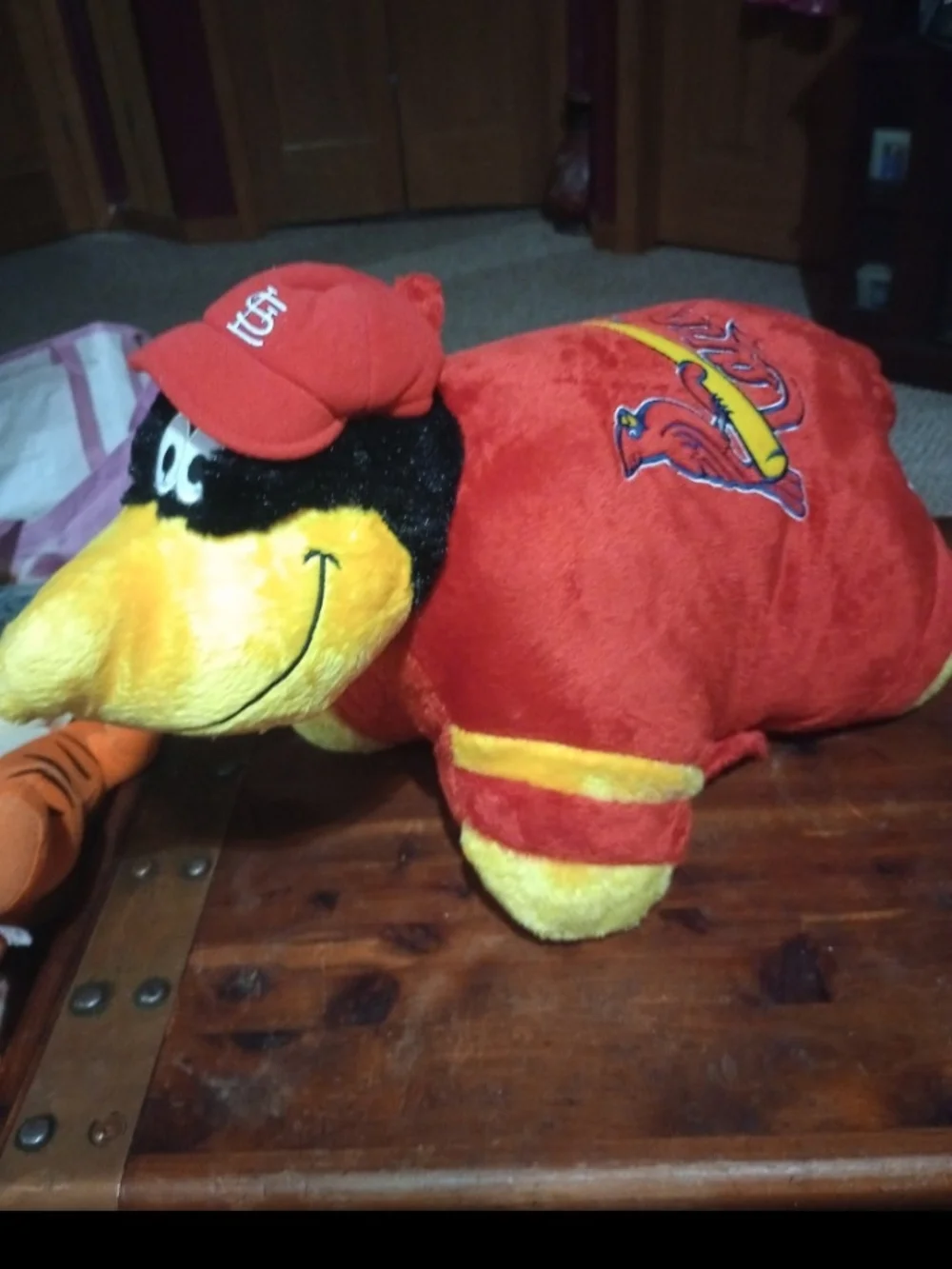 Red & Yellow Plush Team Mascot Pillow with Cap